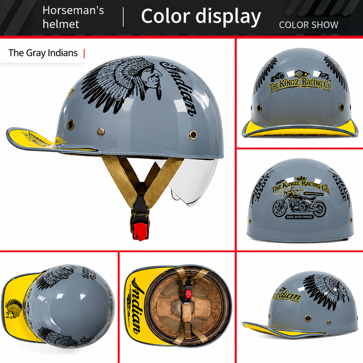 Product description graphic showing dimensions of riding helmet