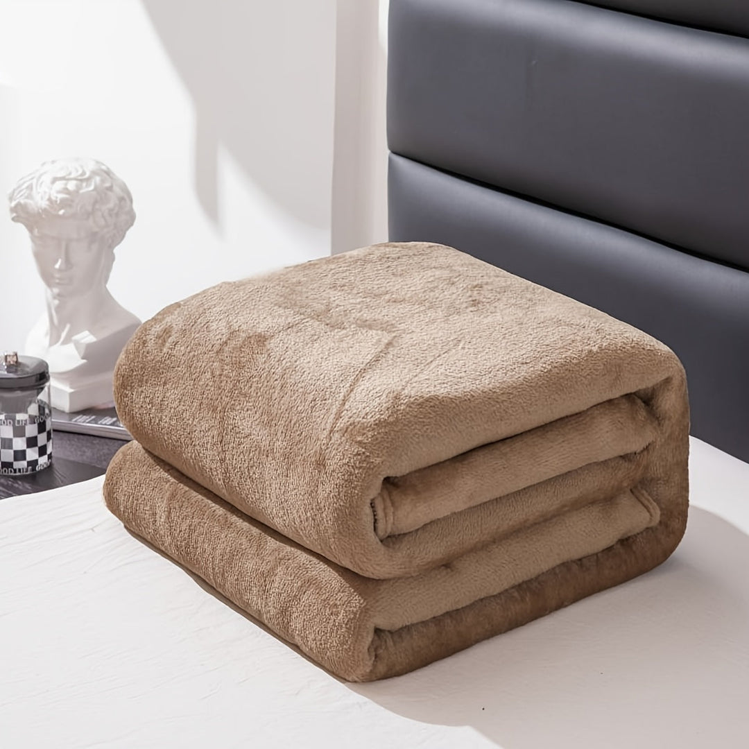 Final view of the plush flannel throw blanket highlighting all-season appeal