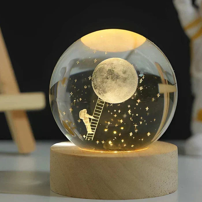 Modern glass sphere desk lamp creating cozy atmosphere for home decoration