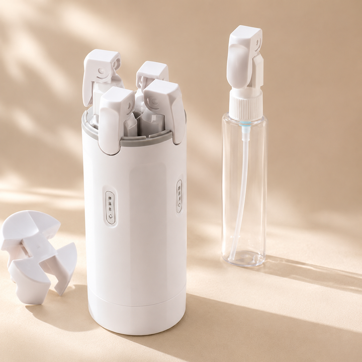TSA approved 4-in-1 travel bottle dispenser showing leakproof design