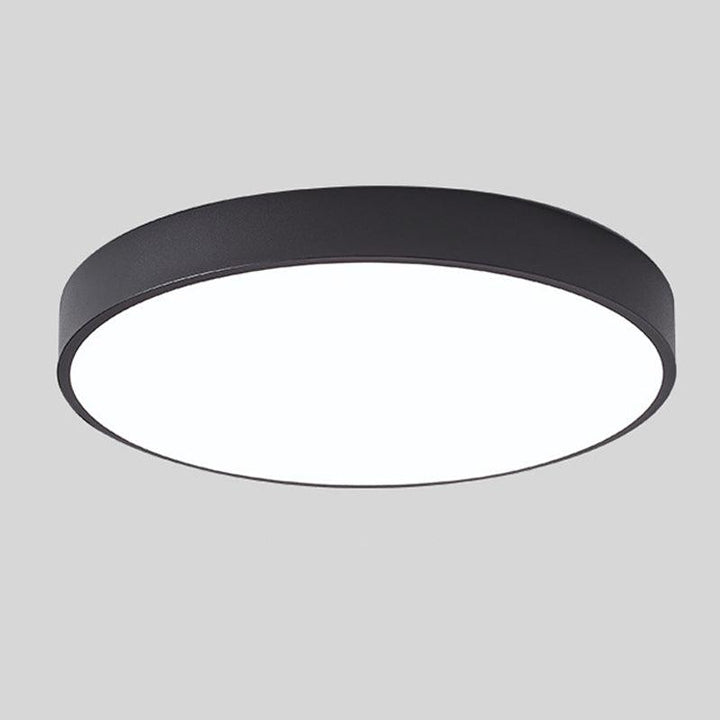 Detailed view of natural wood grain on the rim of the minimalist light fixture