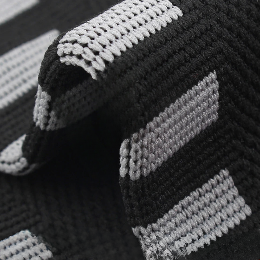 Detailed shot of breathable neoprene fabric on unisex athletic support