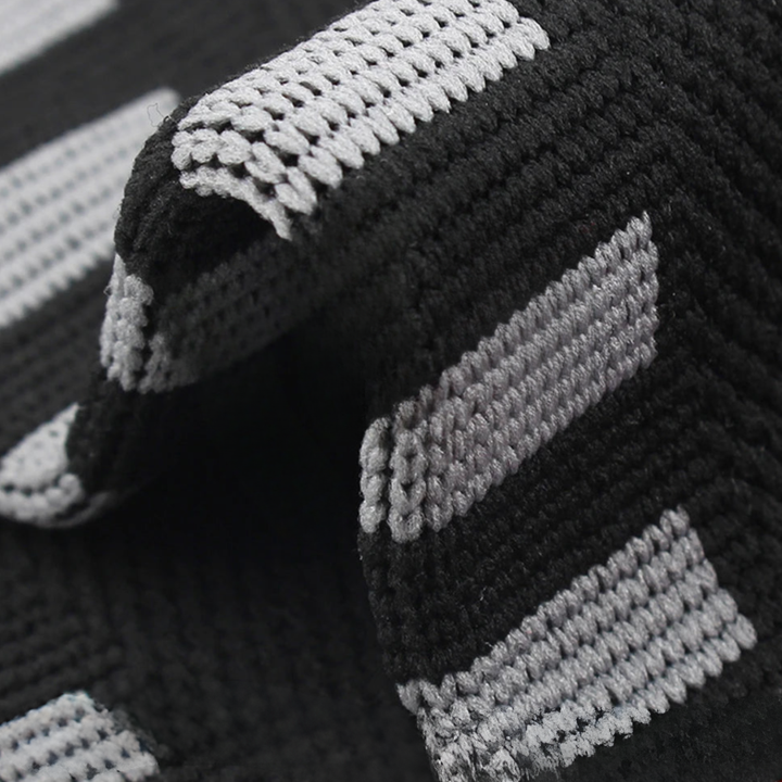 Detailed shot of breathable neoprene fabric on unisex athletic support