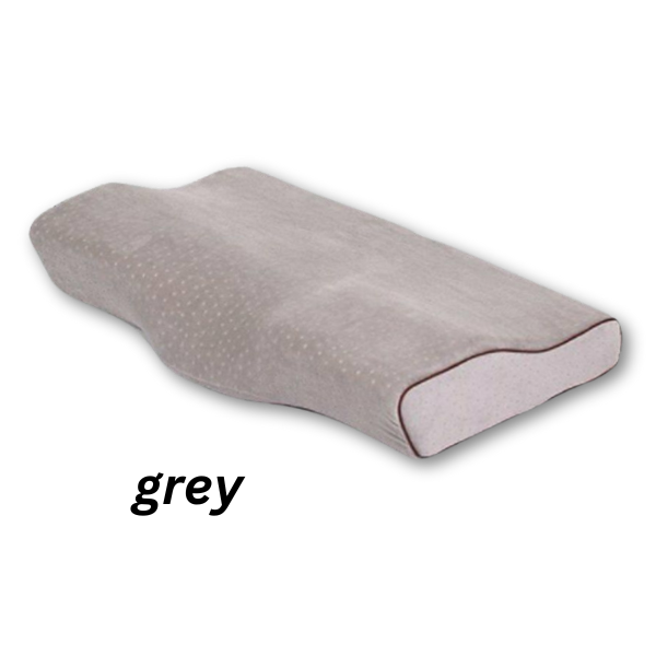 Detailed close-up of orthopaedic cervical pillow fabric and dual-height contour