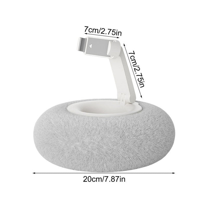 White phone pillow mount for bed use showing adjustable viewing angles clearly