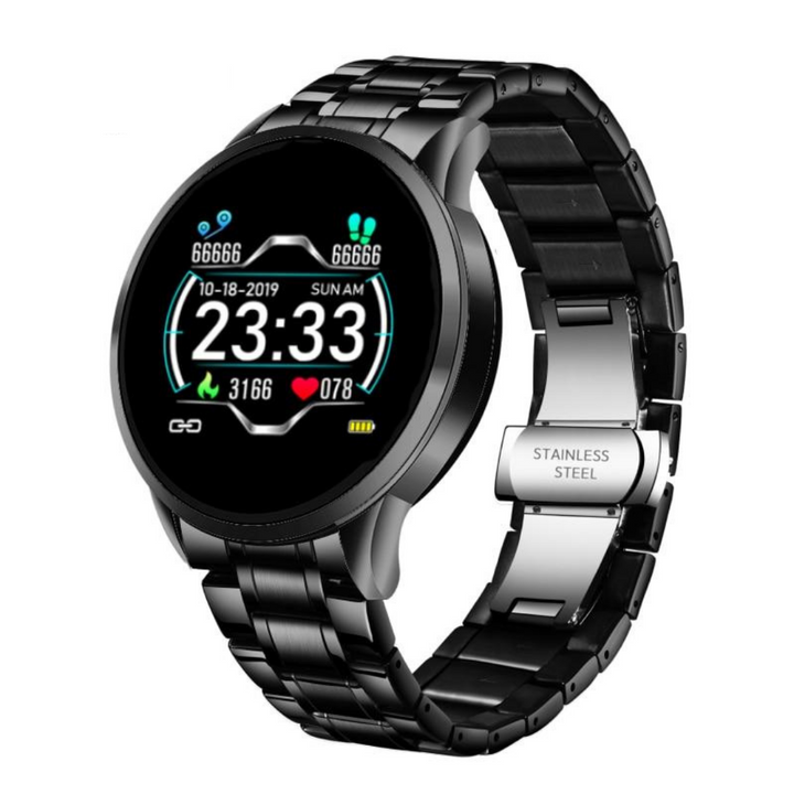 Black and silver variant of the TimelessTrack smartwatch