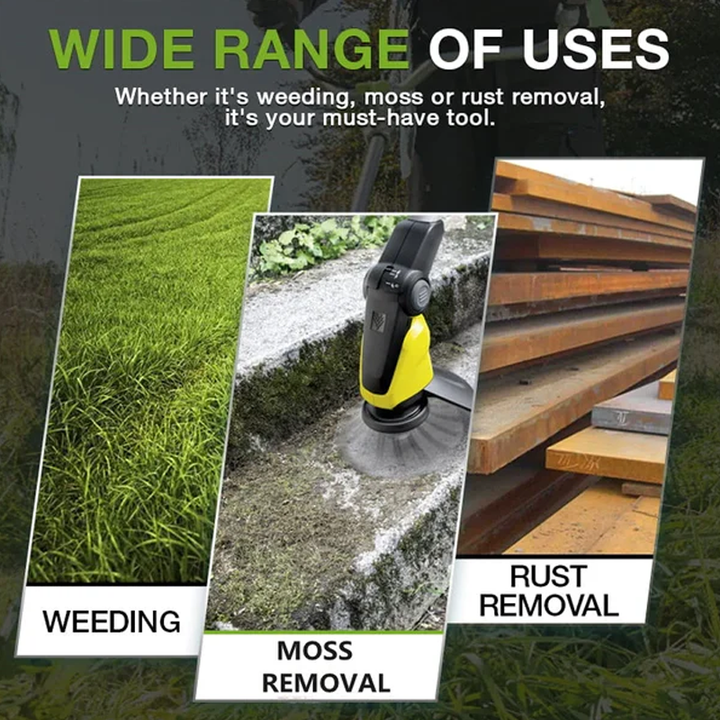 Garden tool lawn mower accessory removing stubborn weeds between paving stones