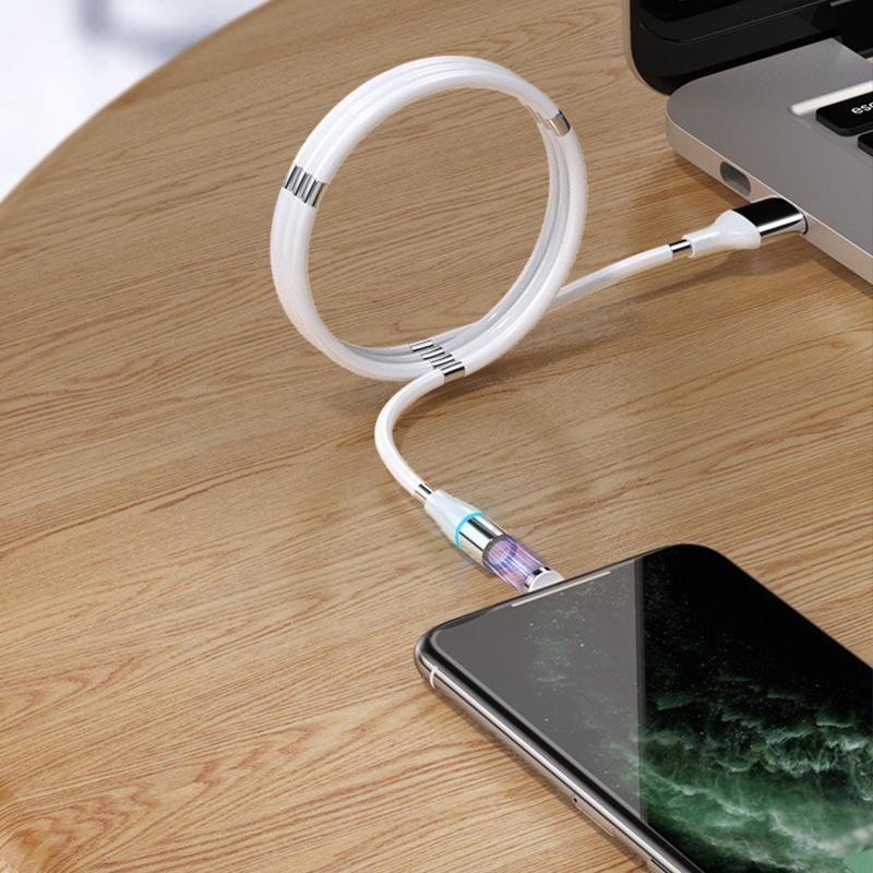 Close-up of magnetic self-organizing usb cable connectors and durable tips