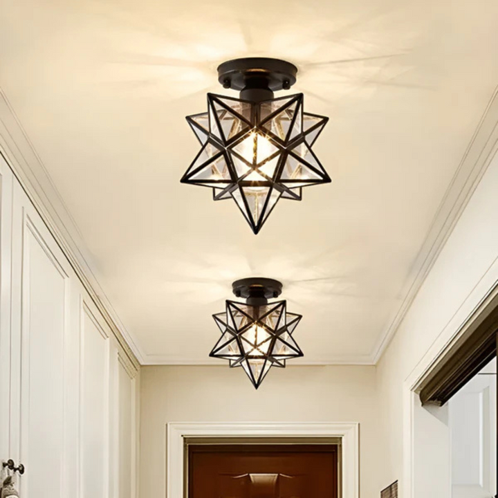 Xelio LED Ceiling Lamp in black mounted in a hallway ceiling