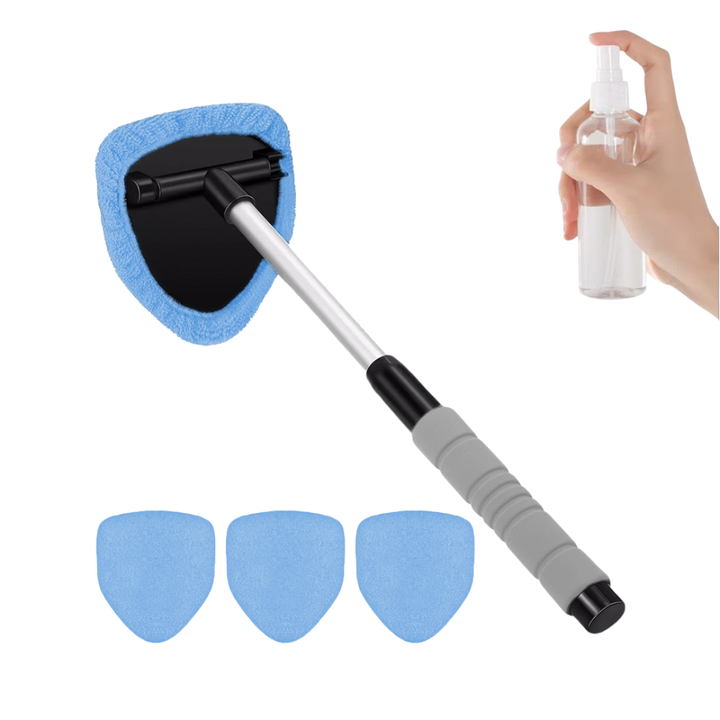 Car cleaning accessory showing magnetic halves for windshields