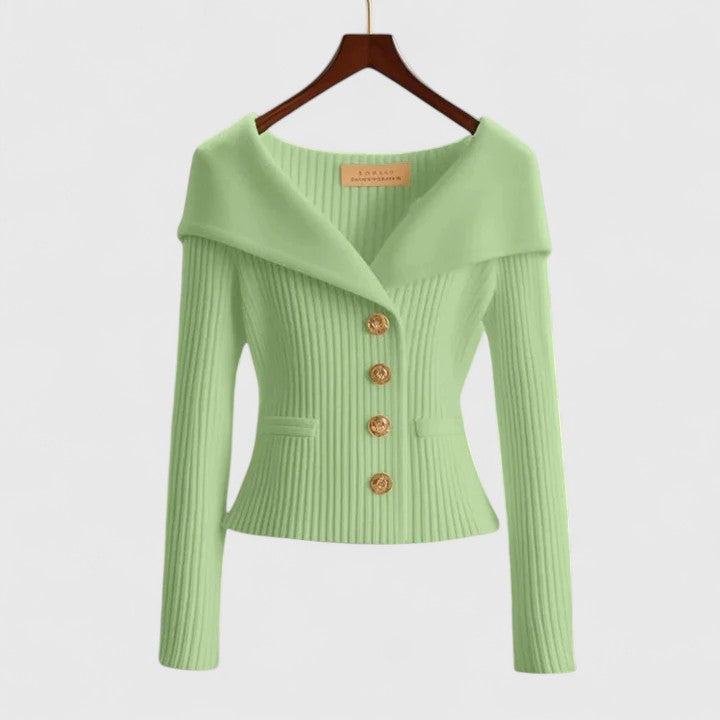 Jessulva | Women’s Ribbed Collar Cardigan