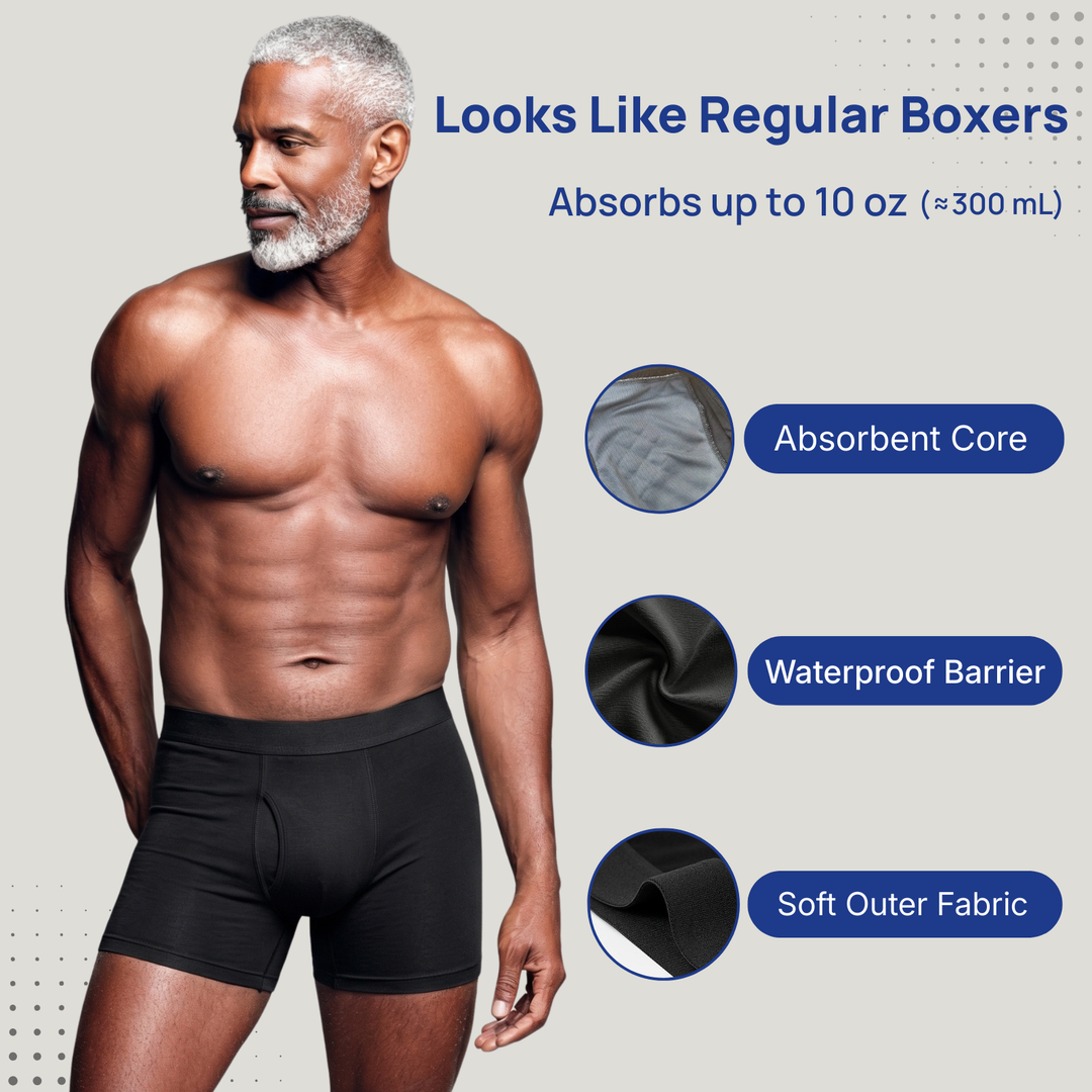 Washable incontinence underwear for men, close-up of absorbent gusset