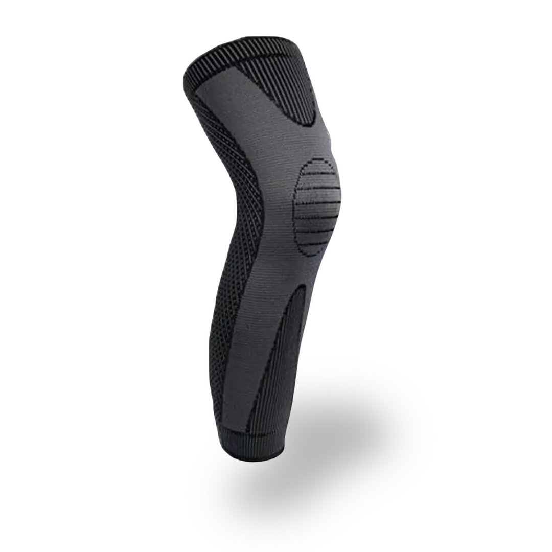 Athlete running outdoors while wearing the fitness gear knee support sleeve