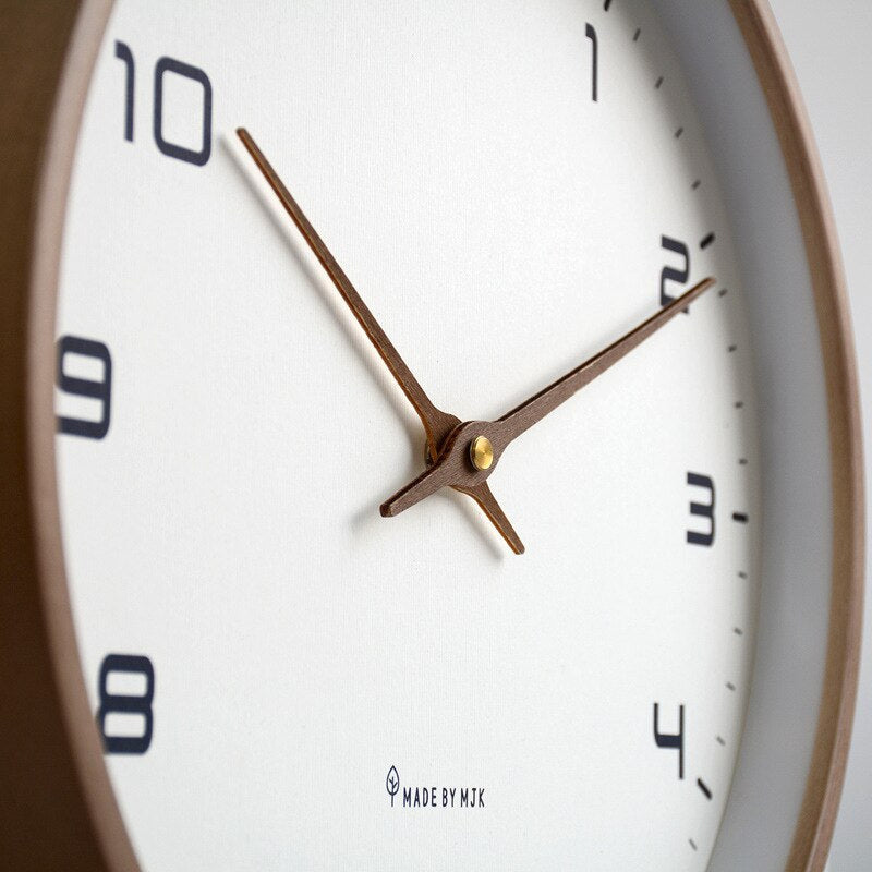 Detailed shot of the clock face showing numbers and silent sweep hands.