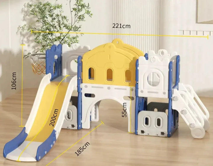 Product dimension measurements of the toddler playground set in centimeters