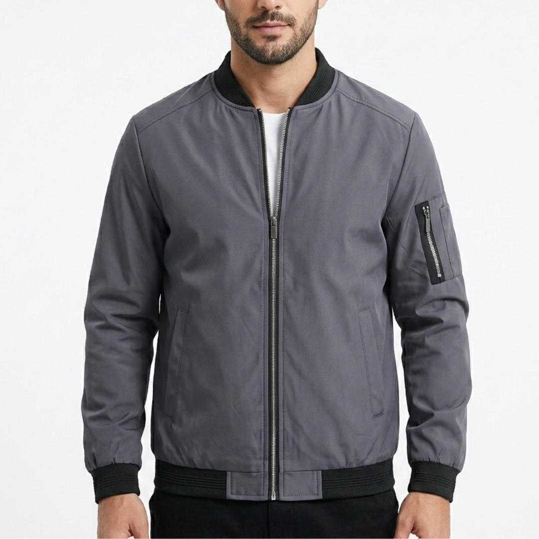 Close-up of functional side pockets on men's spring jacket