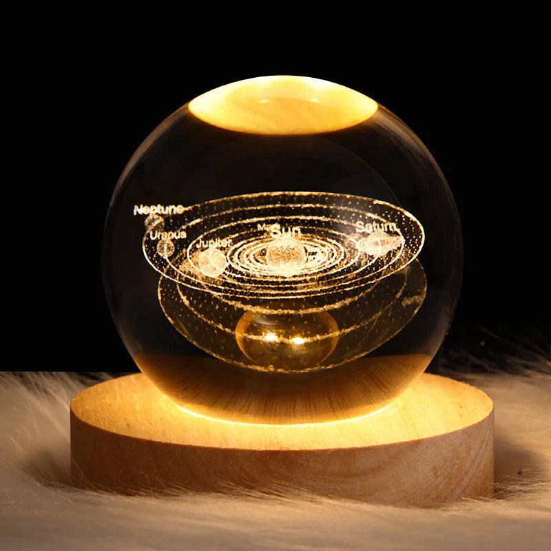 Decorative 3D lamp gift idea glowing softly in a dark cozy room