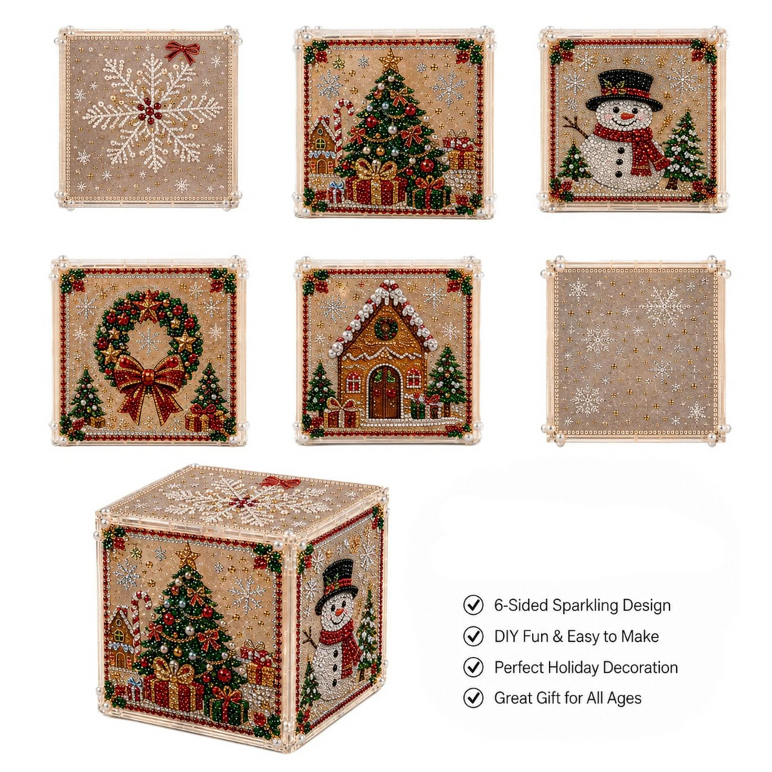 Snowman and Christmas Tree diamond painting panels and assembled box kit
