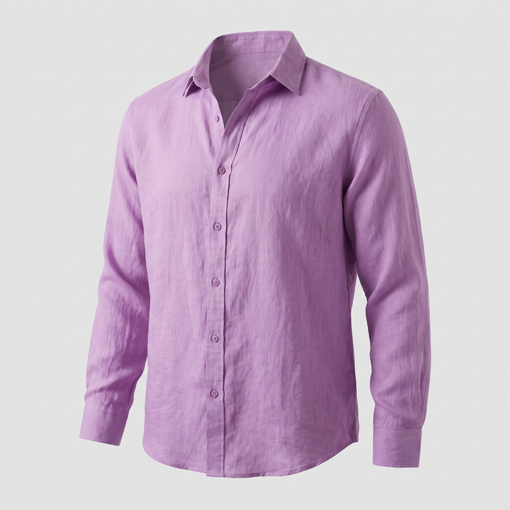 Close-up of fabric texture on men's long sleeve casual shirt