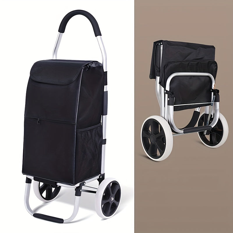 Durable portable cart loaded with groceries using the telescopic handle