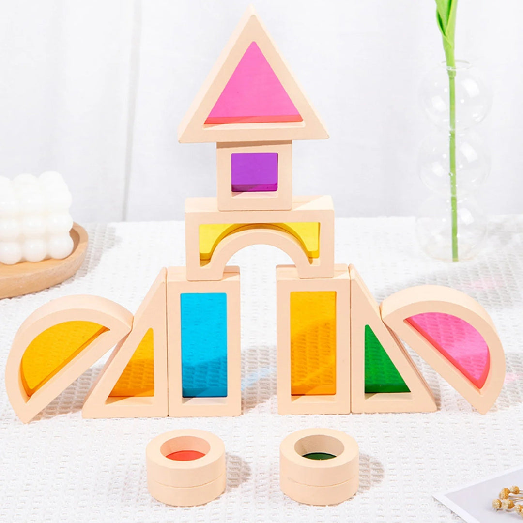 Creative montessori wooden toy building blocks for kids