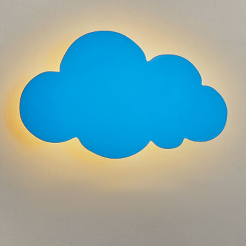 Minimalist modern cloud-shaped wall lamp in blue with gentle lighting