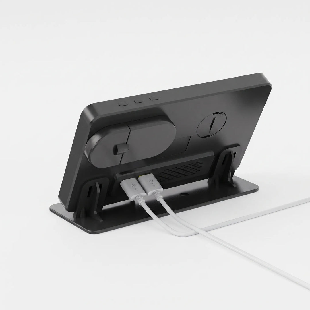 Back view of multi-device charging dock showing USB ports and Type-C input