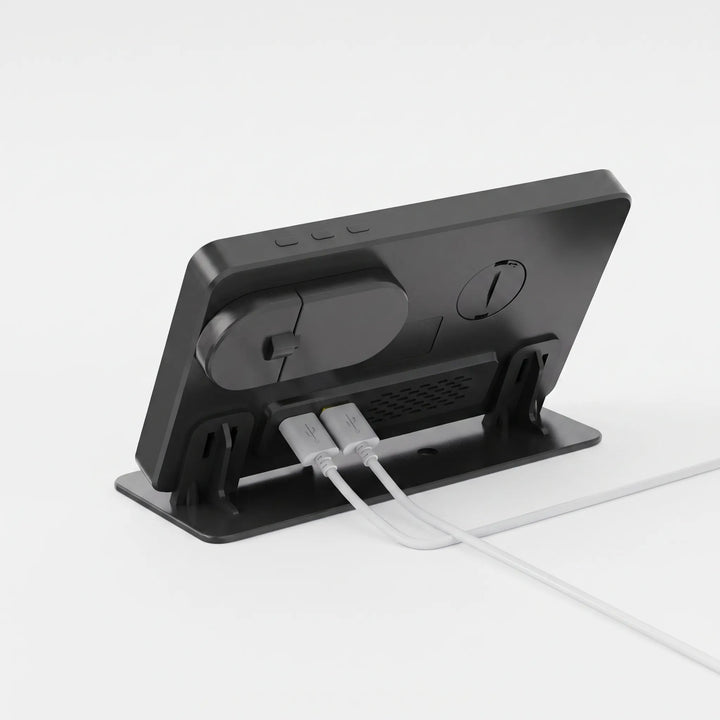 Back view of multi-device charging dock showing USB ports and Type-C input