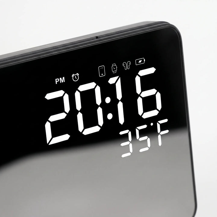 Multi-device wireless charger and desk organizer with built-in electronic clock display