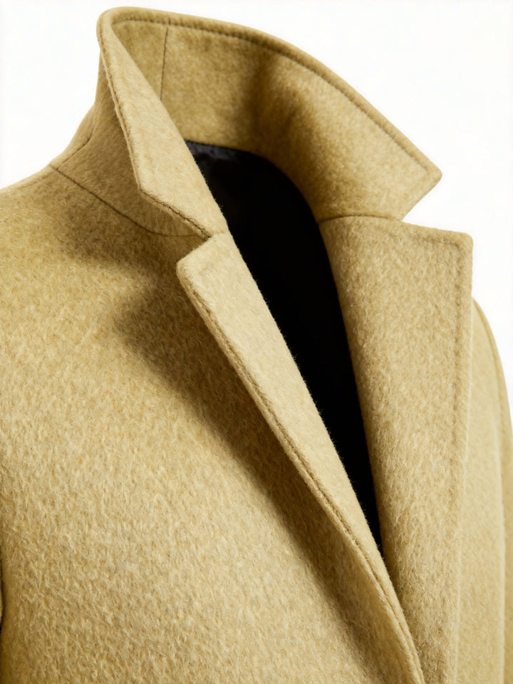 Alternative color variant of the men's refined long trench coat in deep navy.