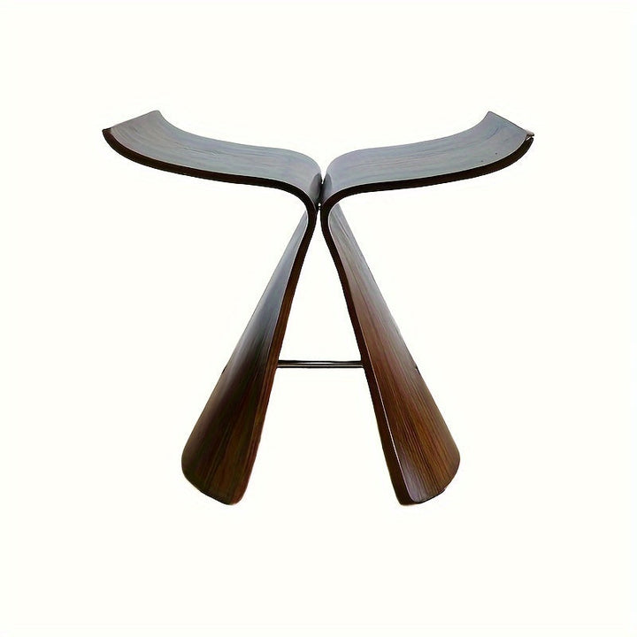 Studio shot of the wooden butterfly stool against a white background