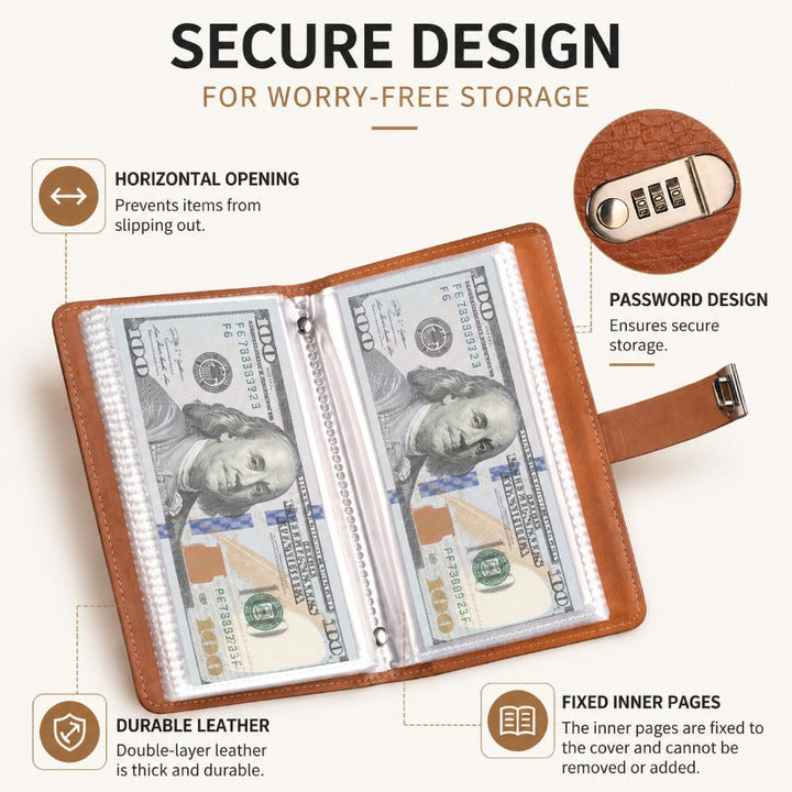 Lock wallet financial planner displayed flat on a clean surface