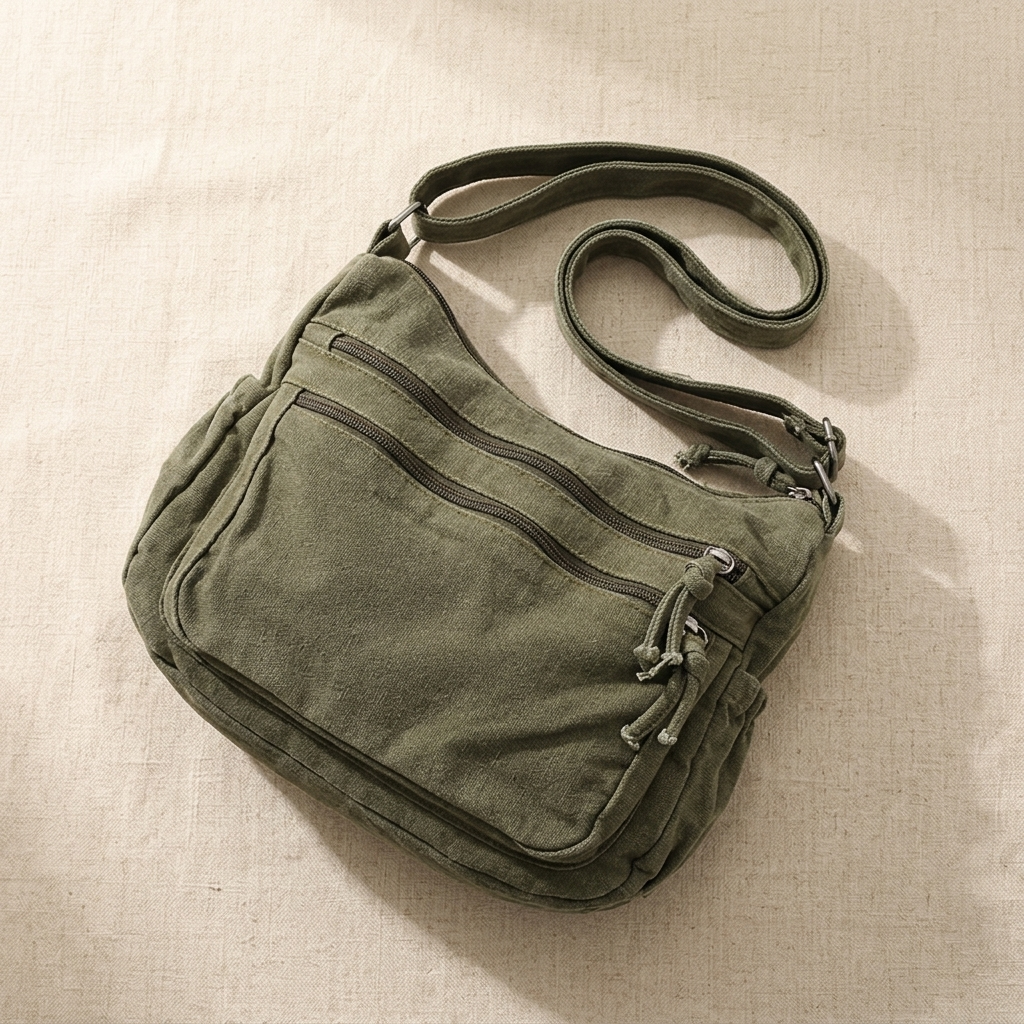 Casual canvas handbag in black, ideal for daily essentials