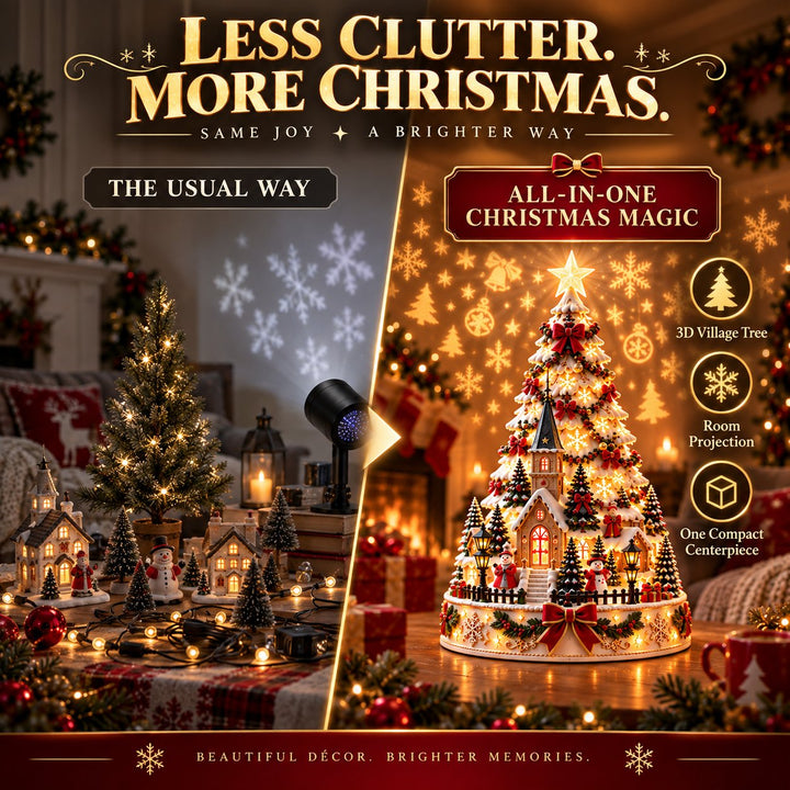 Charming tabletop christmas tree with integrated lightscape projection