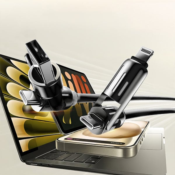 Compact and portable fast charging cable coiled neatly for travel