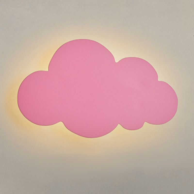 Minimalist modern cloud-shaped wall lamp in pink with warm ambient glow