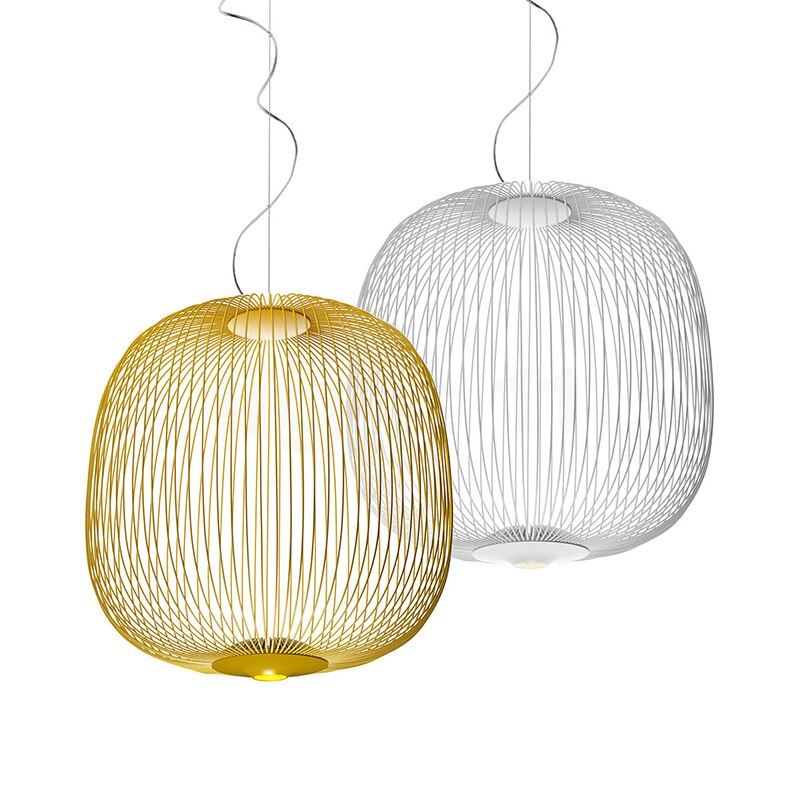Angle view of the modern iron ceiling lamp highlighting its durable metal construction