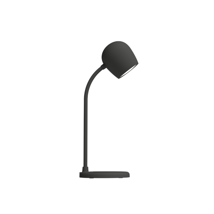 Home office setup illuminated by a sleek black smart desk lamp with LED