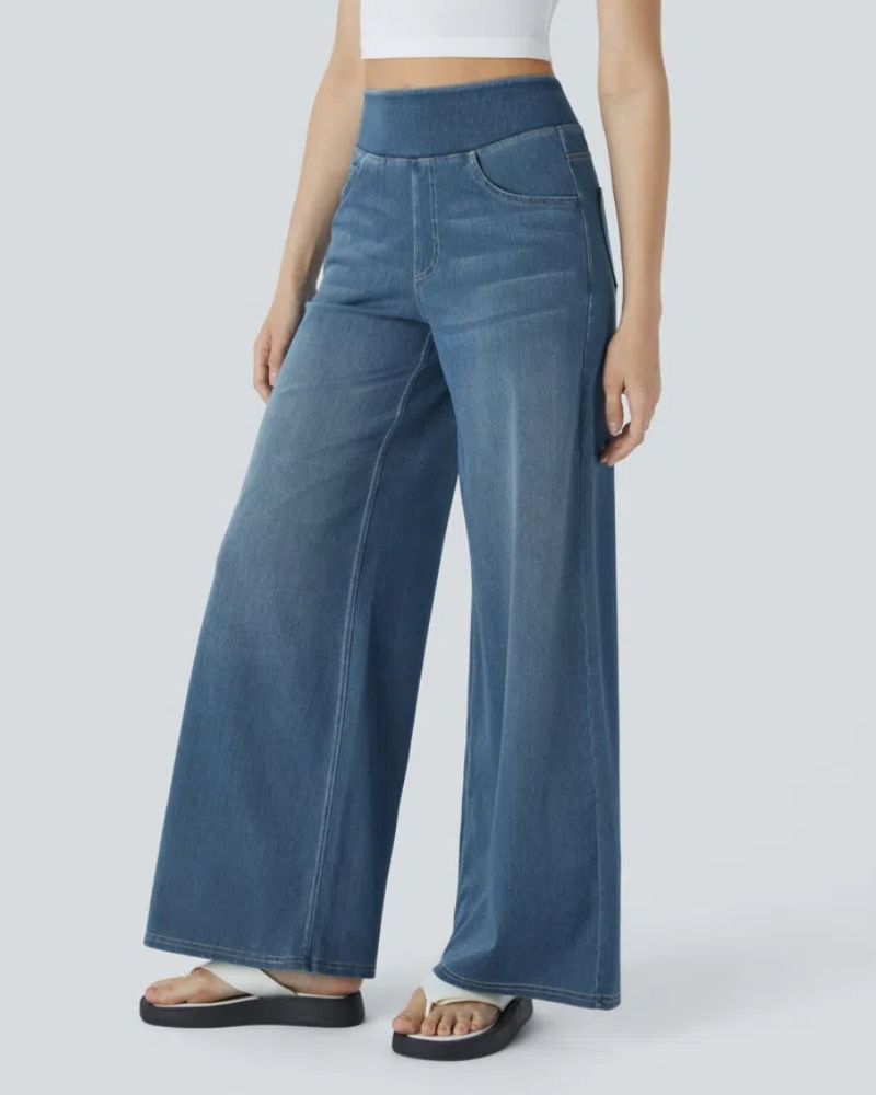 Hems and ankle opening of relaxed fit casual pants for women