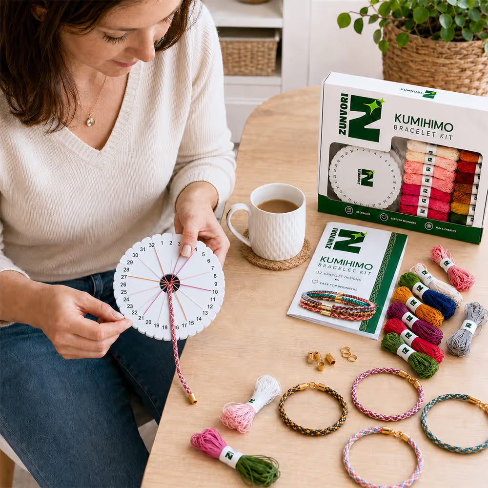 Creative hobby set for kids and adults to make braided bracelets
