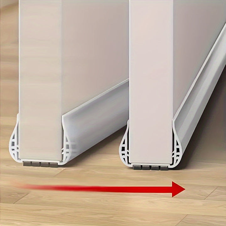 Adjustable door draught excluder seal shown in black color