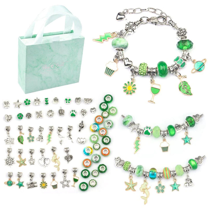 DIY jewelry craft kit components arranged neatly in compartments