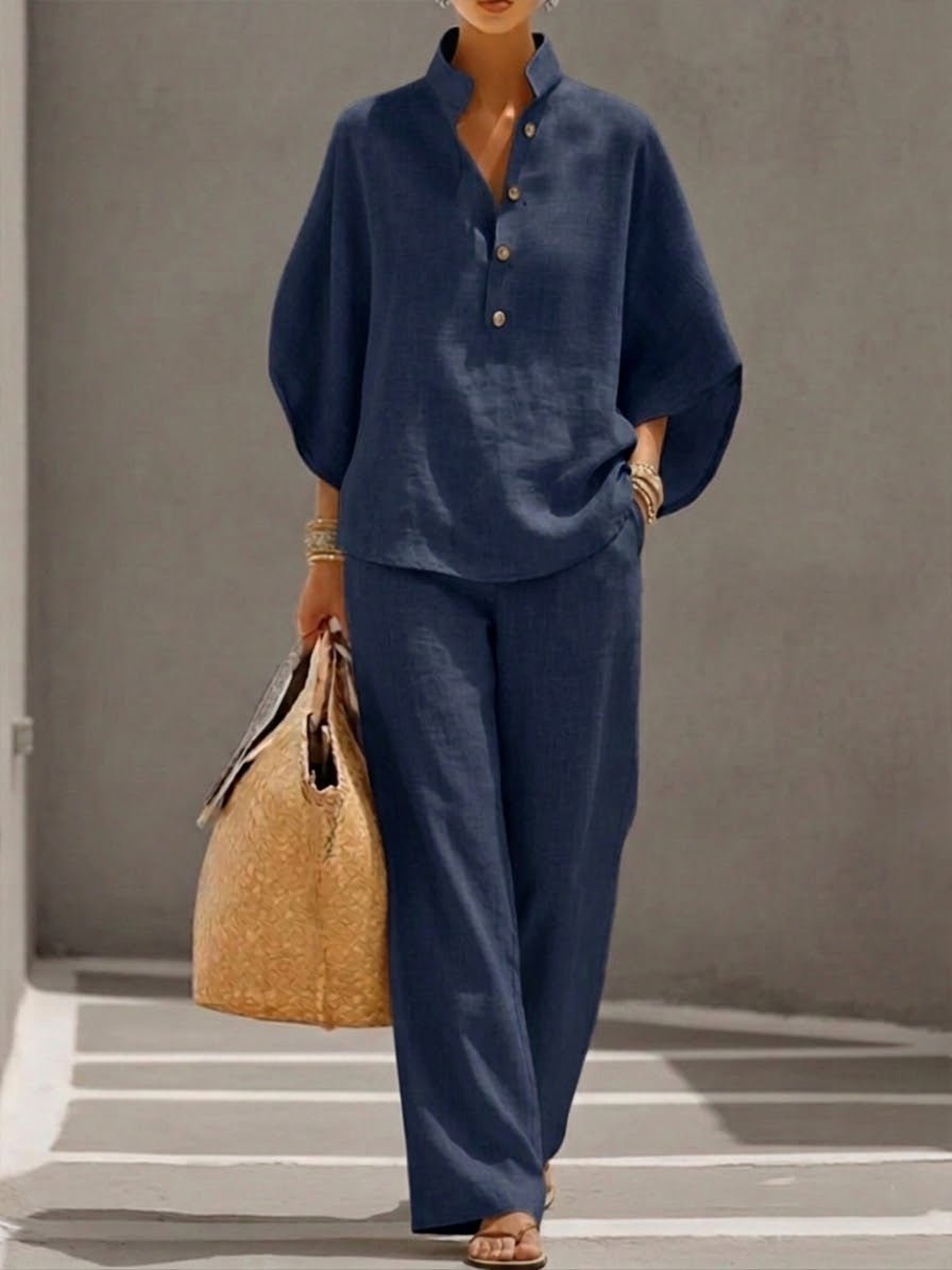 Close-up fabric detail of women's casual wear batwing sleeve outfit