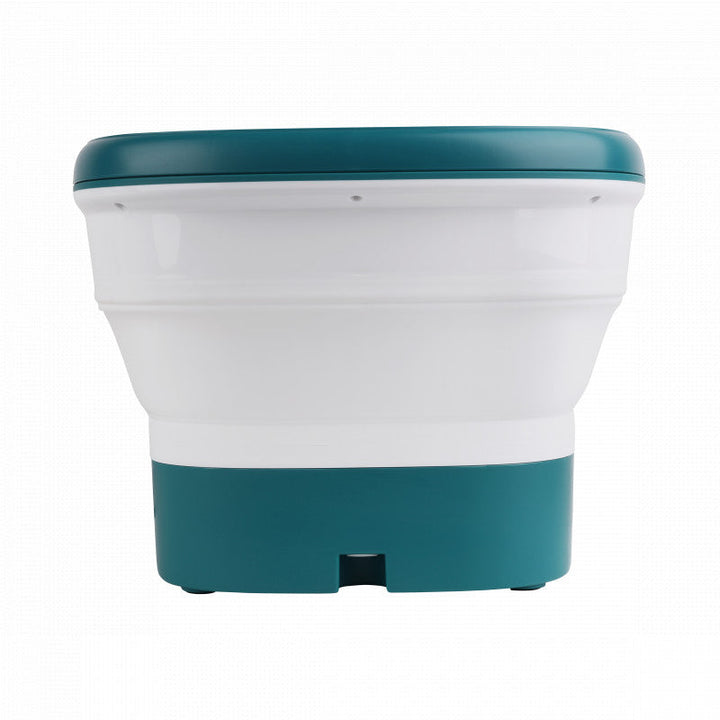 Close-up of the portable heated foot bath showing massage rollers for self-care routines.