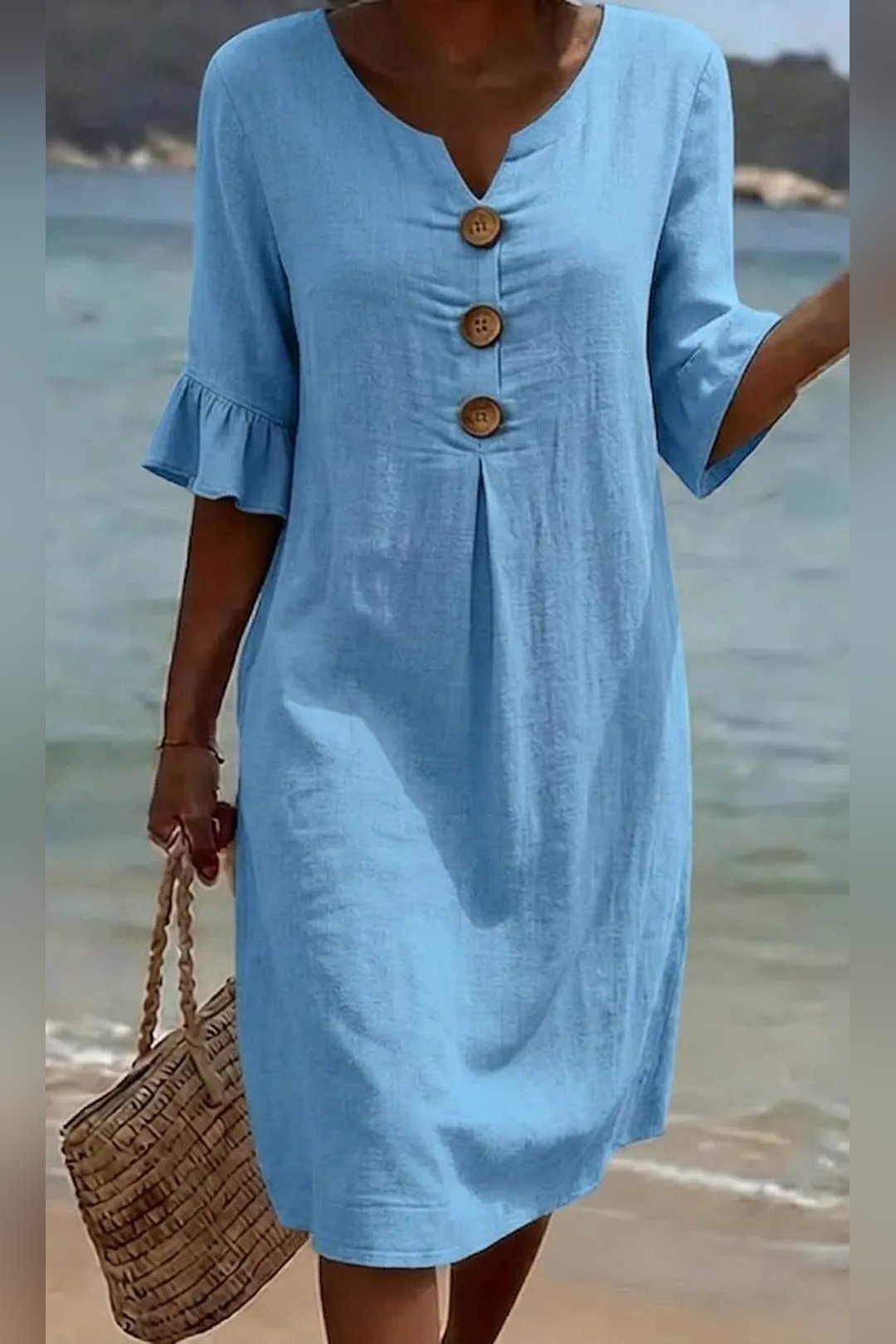 Close-up of button detail on Women's Mitzi Casual Button Dress