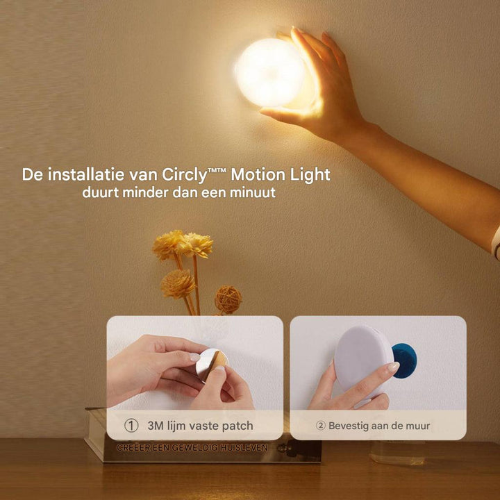 Battery operated LED night light illuminating a dark hallway automatically