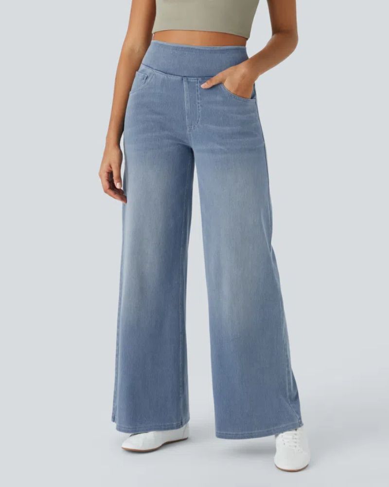 Women's Lucie wide-leg comfort jeans front view showcasing high waist