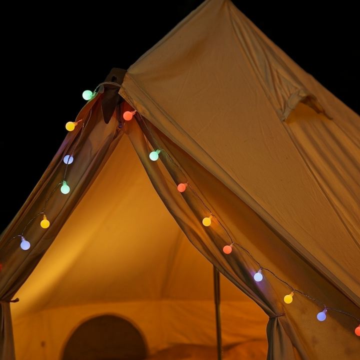 Multi-mode outdoor string lights remote control and power options display