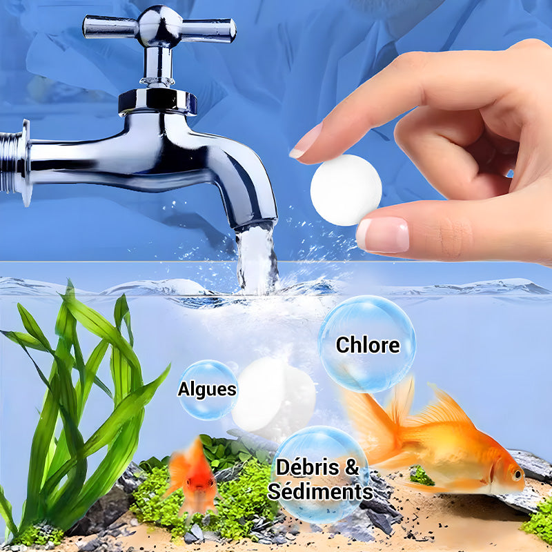 Aquarium water purification tablets for fast and safe dechlorination in fish tanks