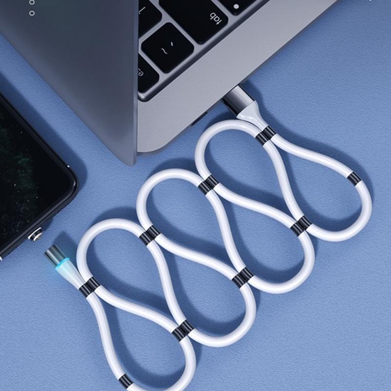 Tech gadget magnetic charging cable connected to a mobile phone
